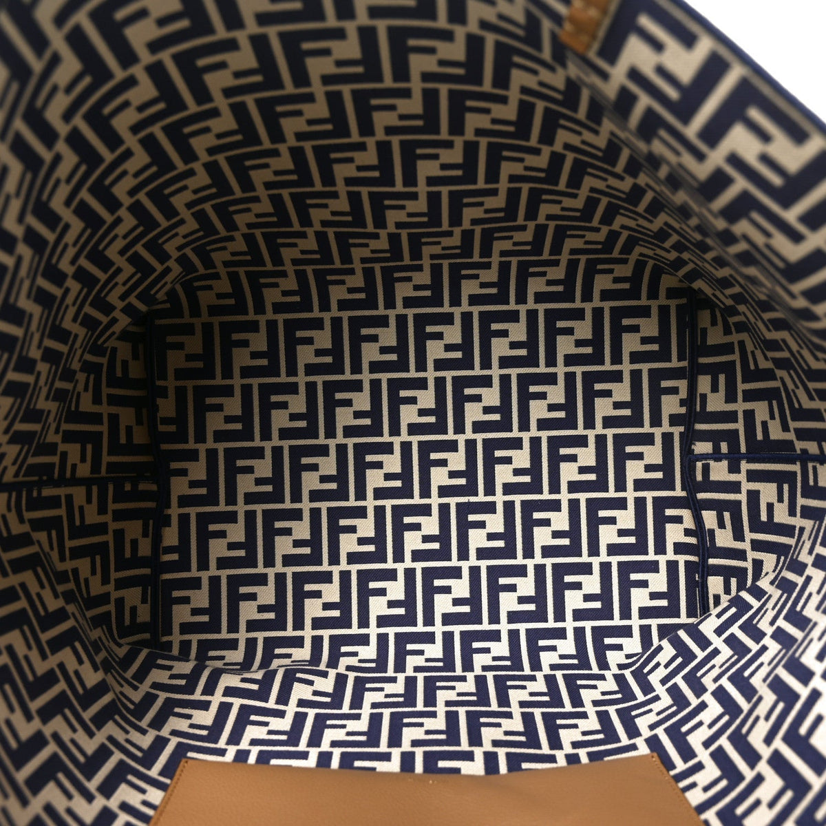 Fendi Pequin Vitello Reversible Large Shopping Tote Midnight Blue
