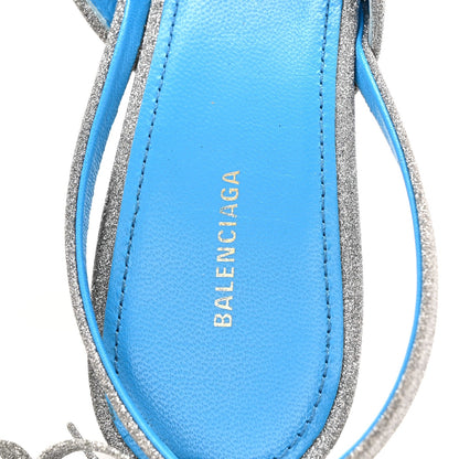 Balenciaga Glitter Women's Knife Slingback Mules 38 Silver Blue