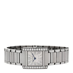 Cartier Stainless Steel Diamond Bezel 21mm Tank Francaise Watch Silver