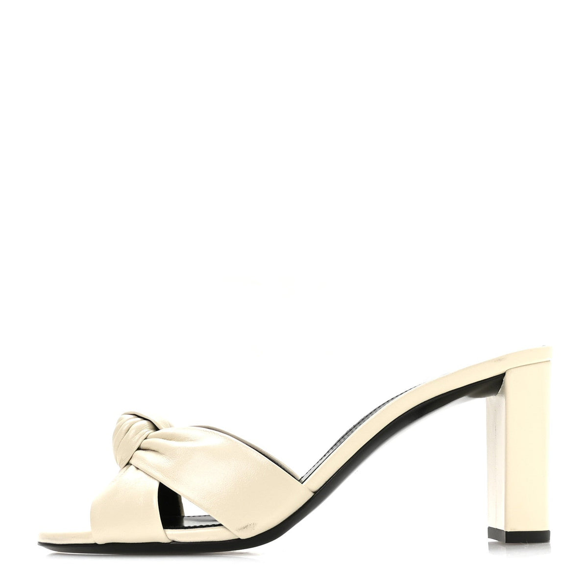 Saint Laurent Lambskin Women's Bianca 75mm Mules 40.5 Pearl
