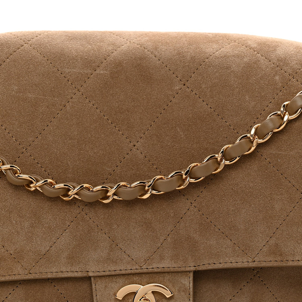 Maxi Calfskin Suede Flap Shoulder Bag