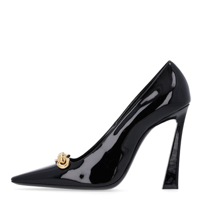 Saint Laurent Patent Calfskin Women's Vernice Grupy Silvana 110mm Pumps 39.5 Oro Antico Black