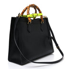 Gucci Calfskin Medium Diana Tote Bag Black Yellow Fluo