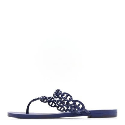 Hermes Rubber Women's Chaine d'Ancre Island Sandals 37 Bleu Smalt