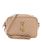 Saint Laurent Calfskin Matelasse Lou Camera Bag Dark Beige