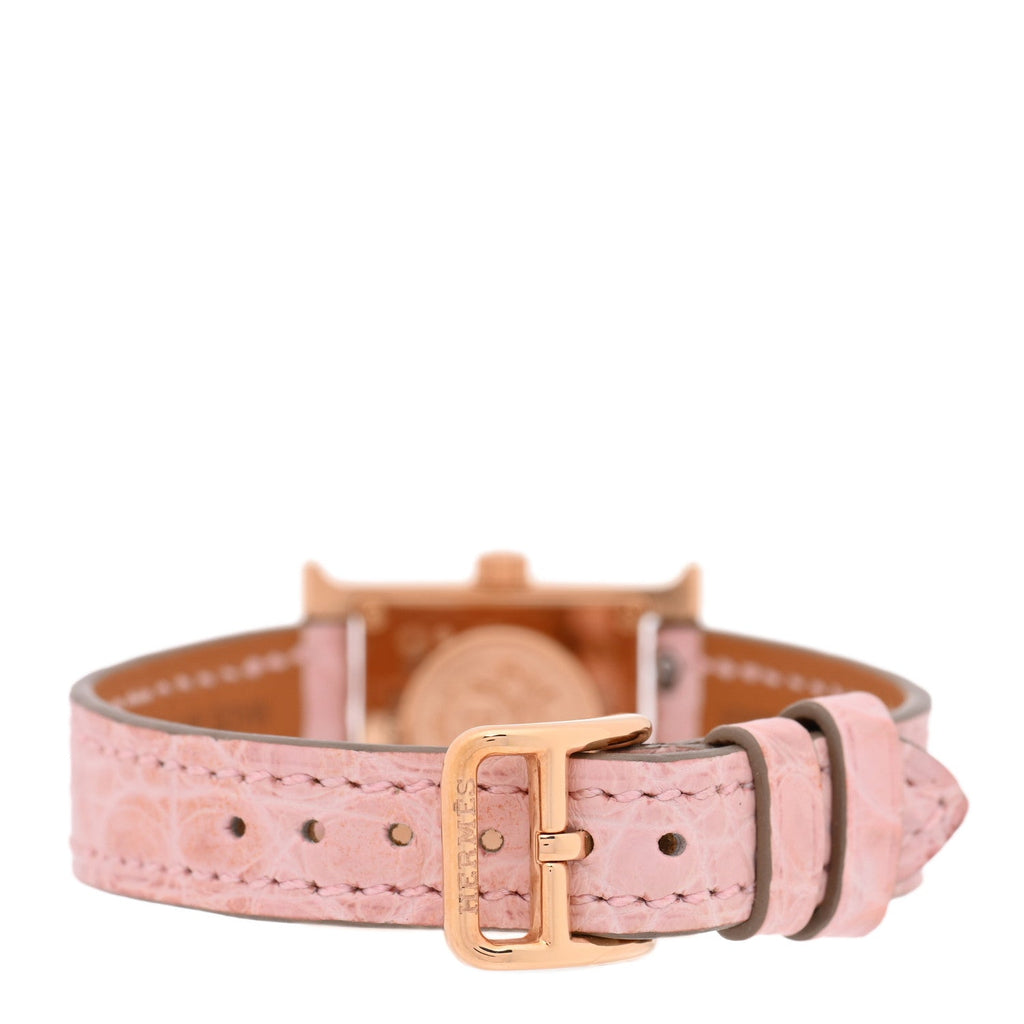 Hermes 18K Rose Gold Diamond 17.2mm Heure H Watch Rose Pale 1925012