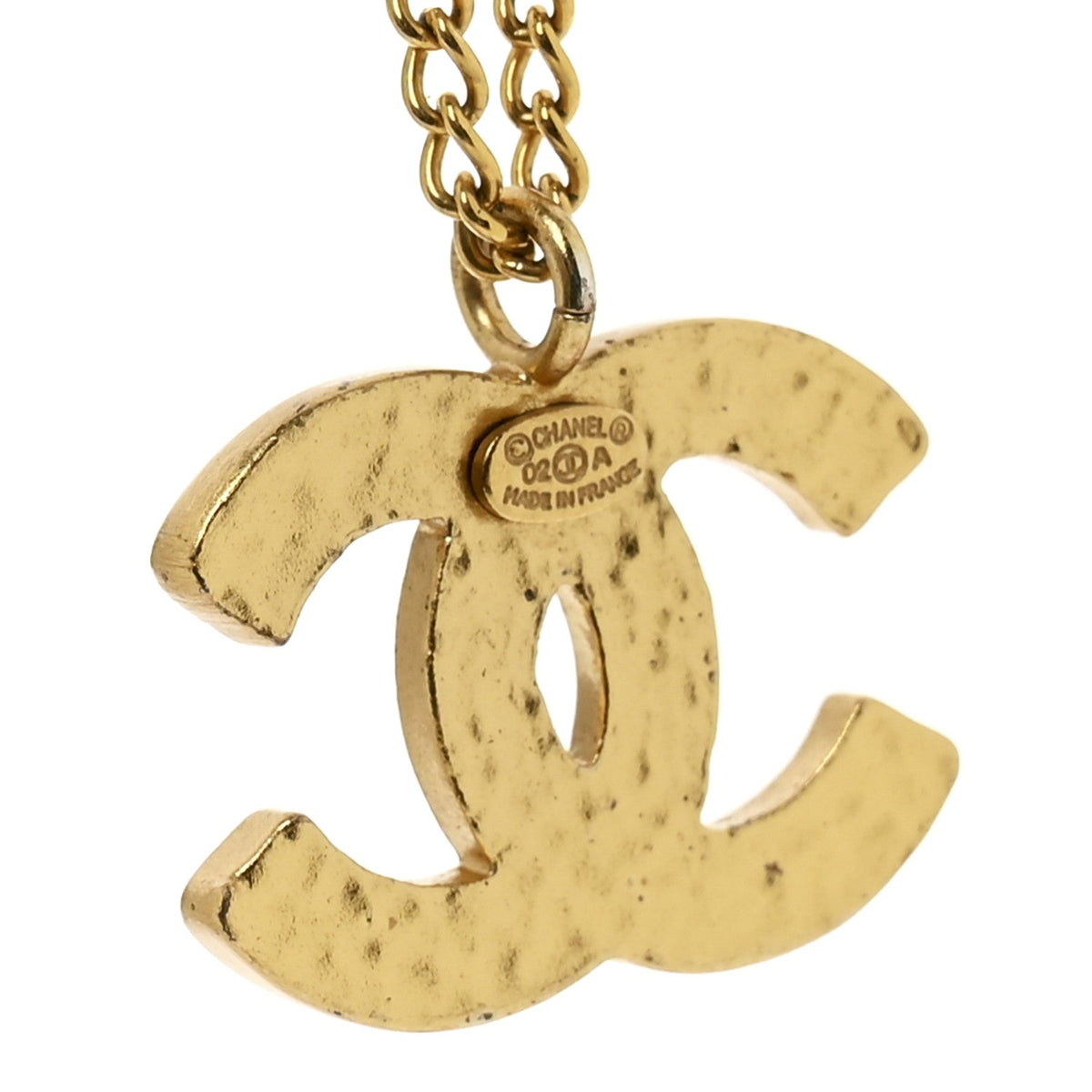 Metal Enamel CC Chain Necklace Gold Black