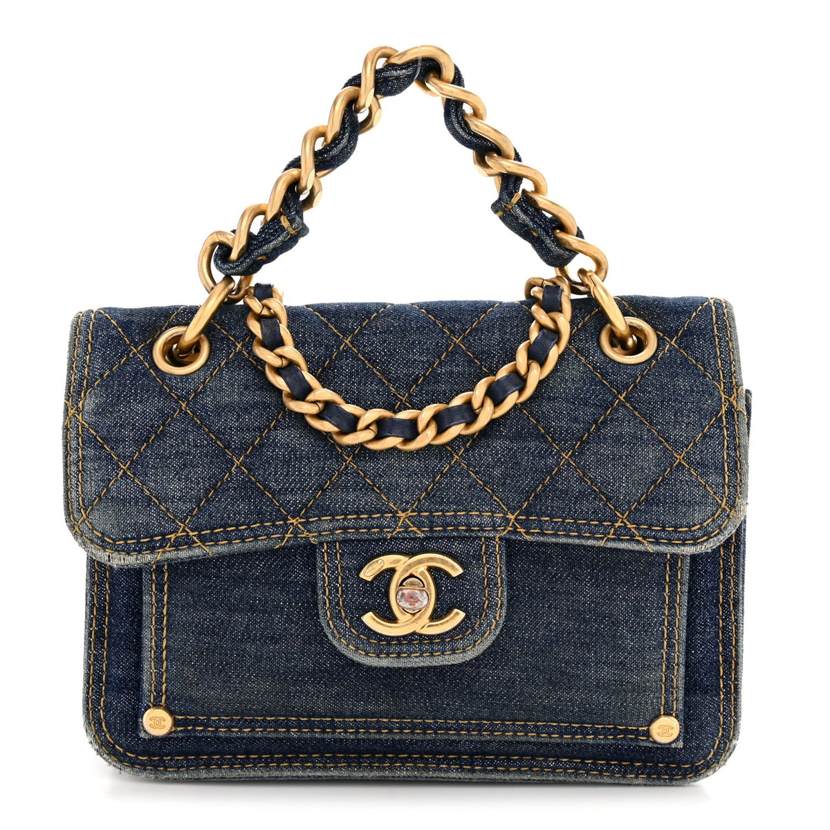 Mini Quilted Flap Shoulder Bag - Blue