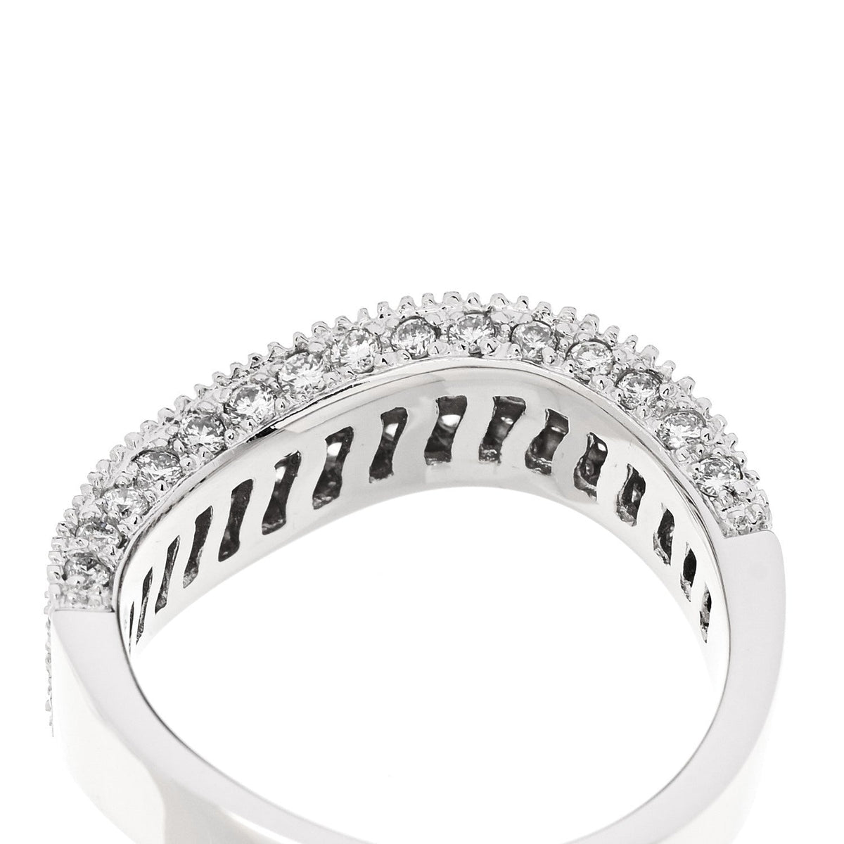 Parker & West by FASHIONPHILE18K White Gold Diamond 1.21ctw Paved Curved Ring 54 6.75