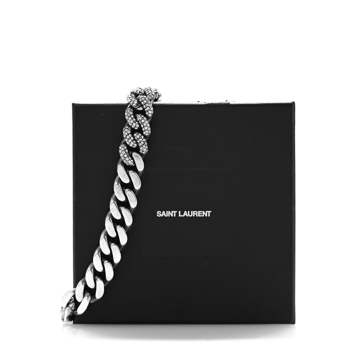 Saint LaurentCrystal Curb Chain Necklace Oxidized Silver Oxidized Silver
