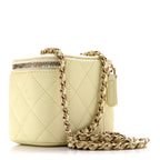 Chanel Caviar Quilted Mini Vanity Case With Chain Light Yellow