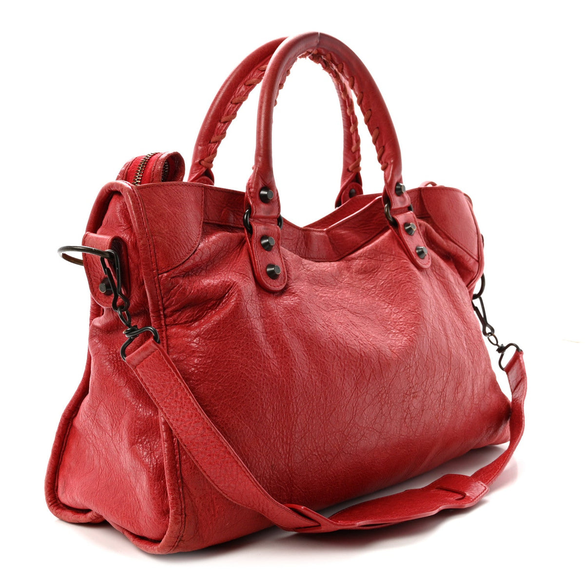 Agneau Classic Hardware City Rouge Coque Handbag