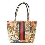 Gucci GG Supreme Monogram Flora Small Ophidia Tote Beige White