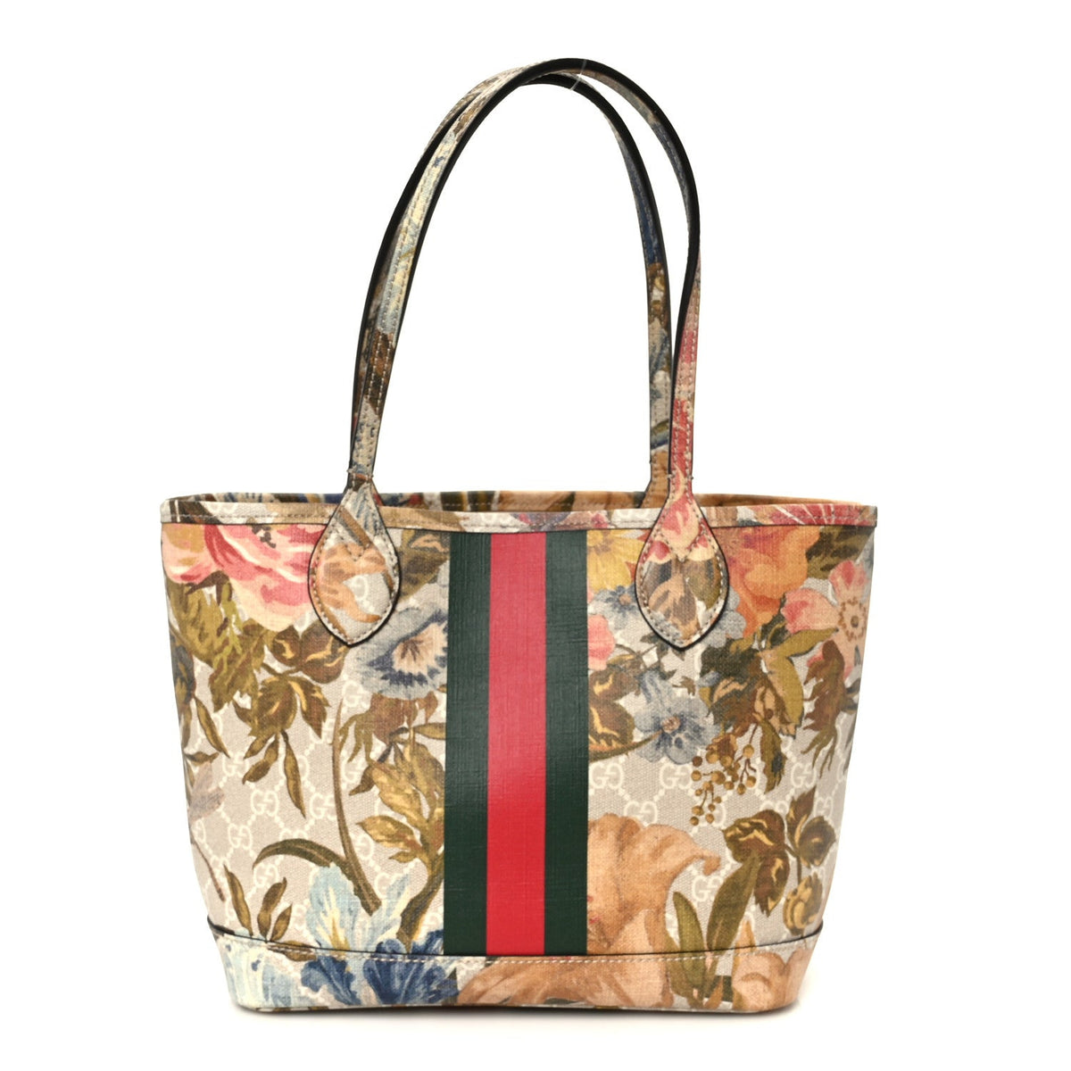 Gucci GG Supreme Monogram Flora Small Ophidia Tote Beige White