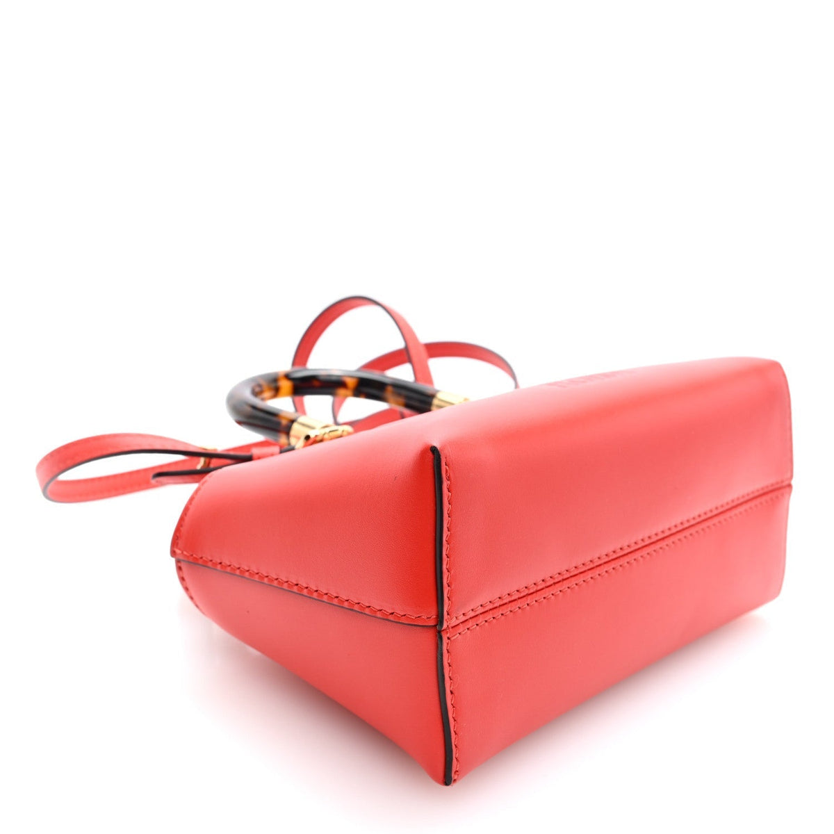 Fendi Vitello King Logo Embossed Mini By The Way Top Handle Bag Papavero
