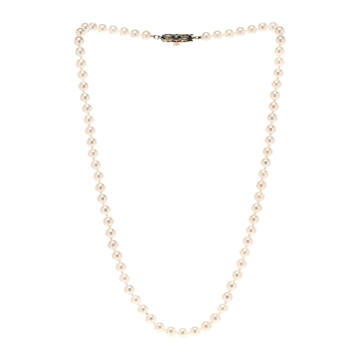 18K Yellow Gold Akoya Cultured Pearl 5.5-6mm Strand Necklace