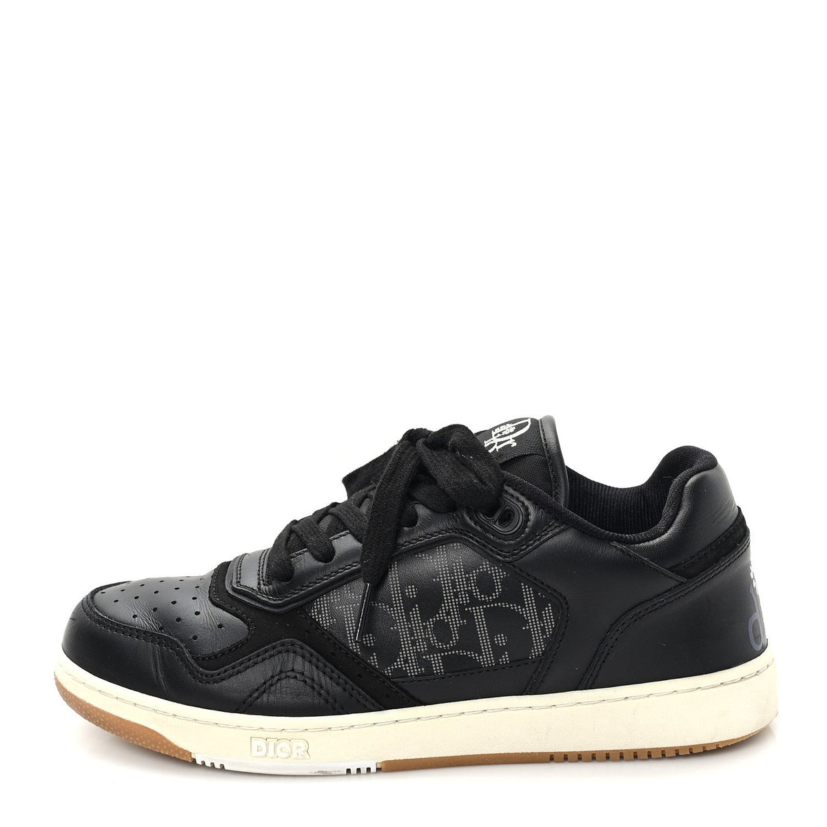 Smooth Calfskin Oblique Perforated B27 Low Top Sneakers Black Grey