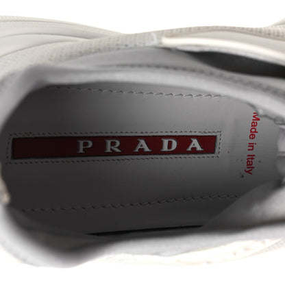 Prada Mesh Neoprene Women's America's Cup 45mm Sneakers 37.5 White Alluminio