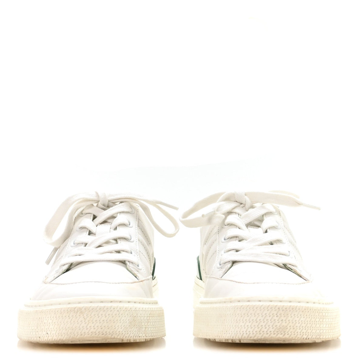 Hermès Crocodile Calfskin Women's Deep Sneakers 37.5 White Vert Jade