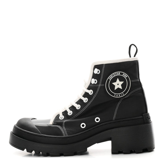 Christian Dior Calfskin Technical Fabric Women's D-Rise 35mm Boots 39.5 Black