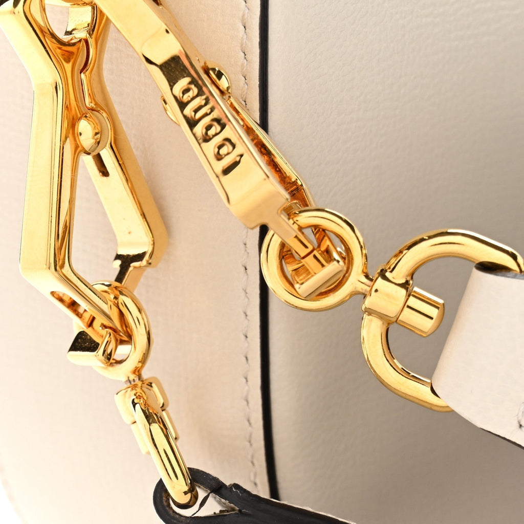 Gucci Calfskin Web Mini Horsebit 1955 Shoulder Bag Mystic White