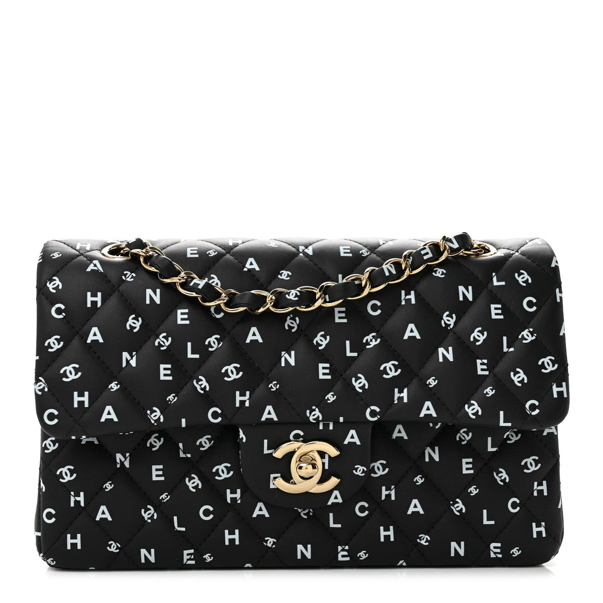 Small Quilted Calfskin Flap Shoulder Bag - Black