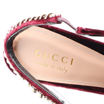 Gucci Velvet Crystal Nappa Women's Charlotte Slingback Pumps 36.5 New Vineyard