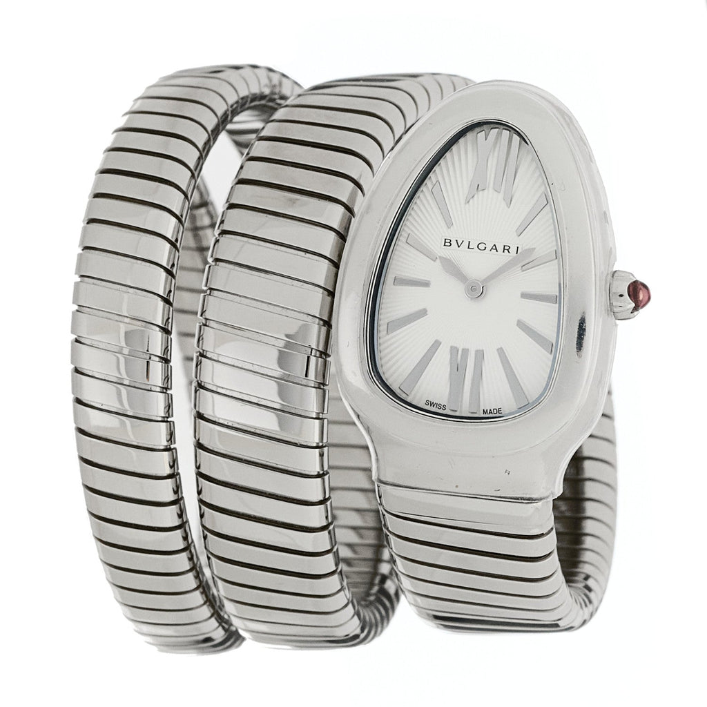 Bulgari Stainless Steel 35mm Serpenti Tubogas Double Spiral Quartz Watch