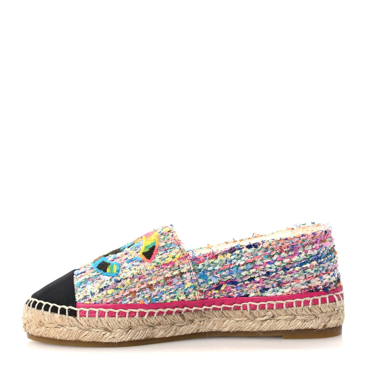 Cotton Tweed Grosgrain CC Espadrilles Multicolor Black