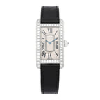 Cartier 18K White Gold Diamond 19mm Tank Americaine Watch