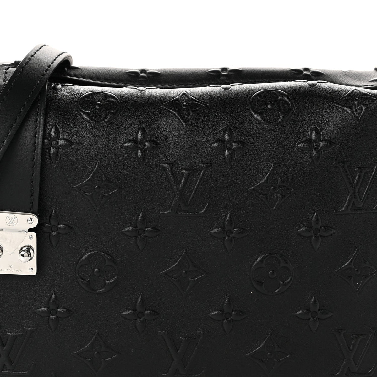 Louis Vuitton Calfskin Debossed Monogram Side Trunk Black