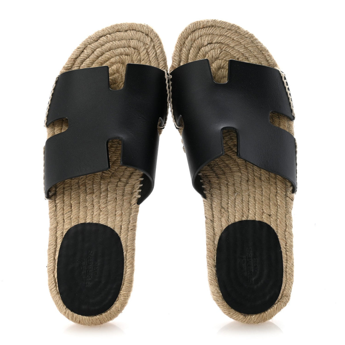 Hermes Calfskin Men's Antigua Espadrille Sandals 39 Black