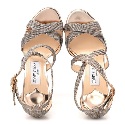 Jimmy Choo Lamé Glitter Women's Lottie Sandals 36.5 Macaroon