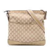 Zip Messenger Bag GG Canvas with Perforated Leather Medium