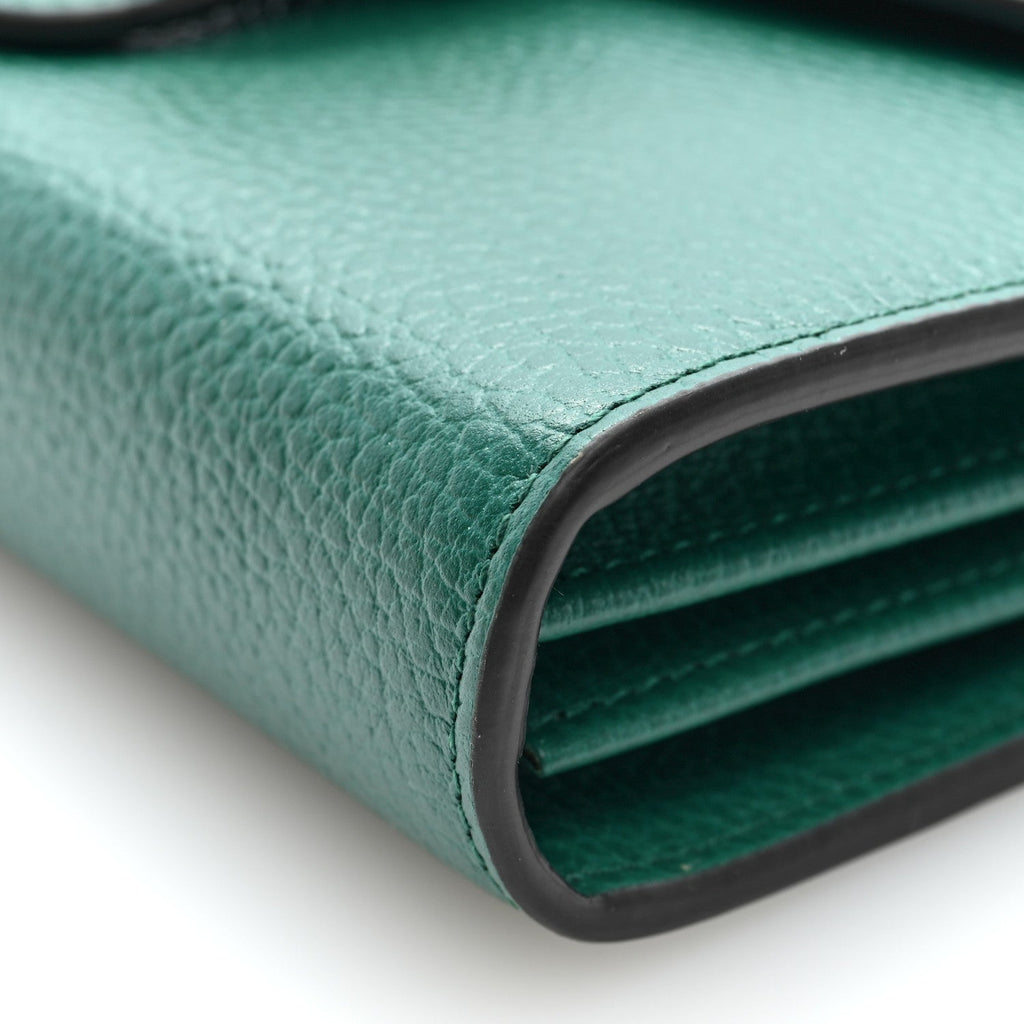 Gucci Calfskin Mini Dionysus Chain Wallet Emerald