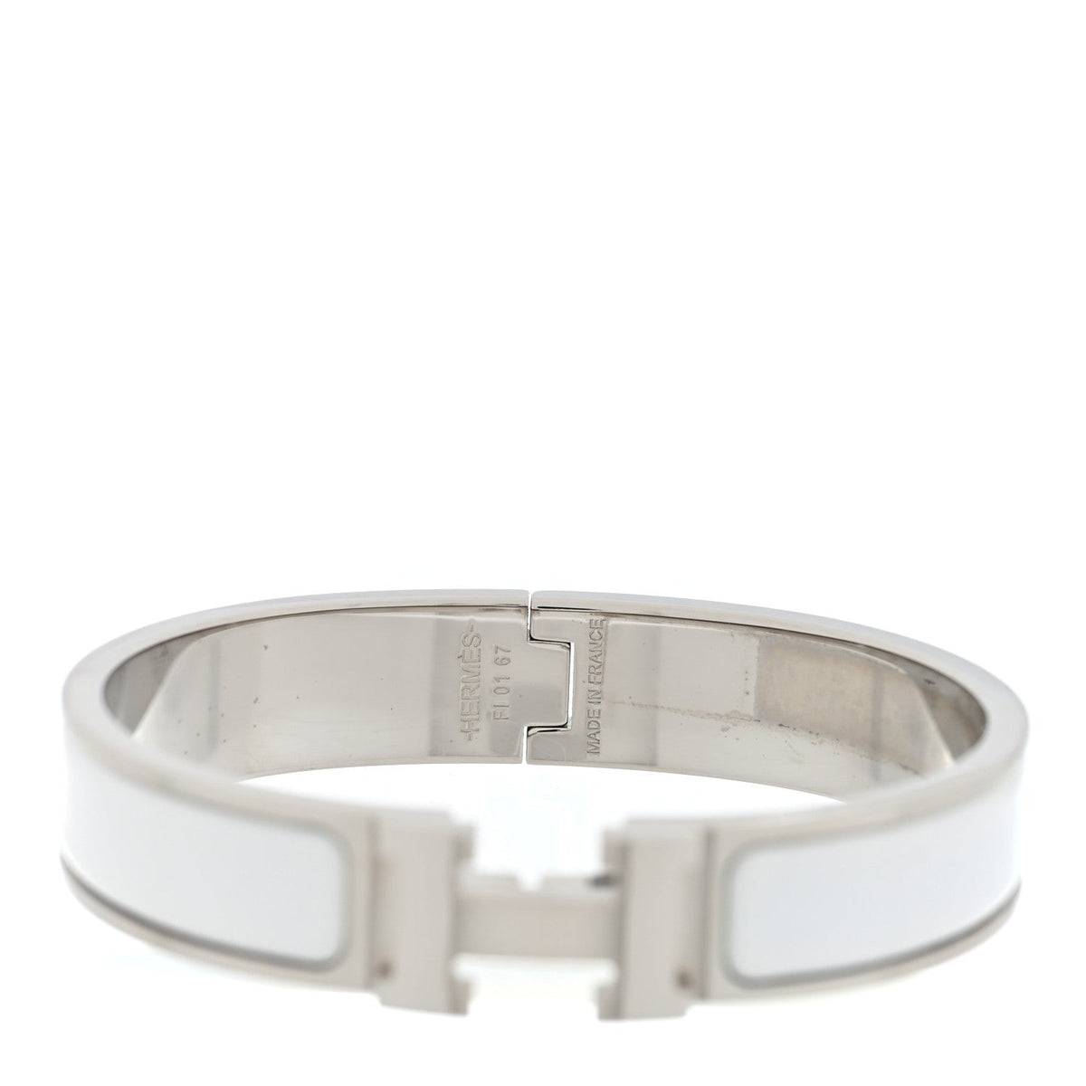 Enamel Narrow Clic Clac H Bracelet PM White