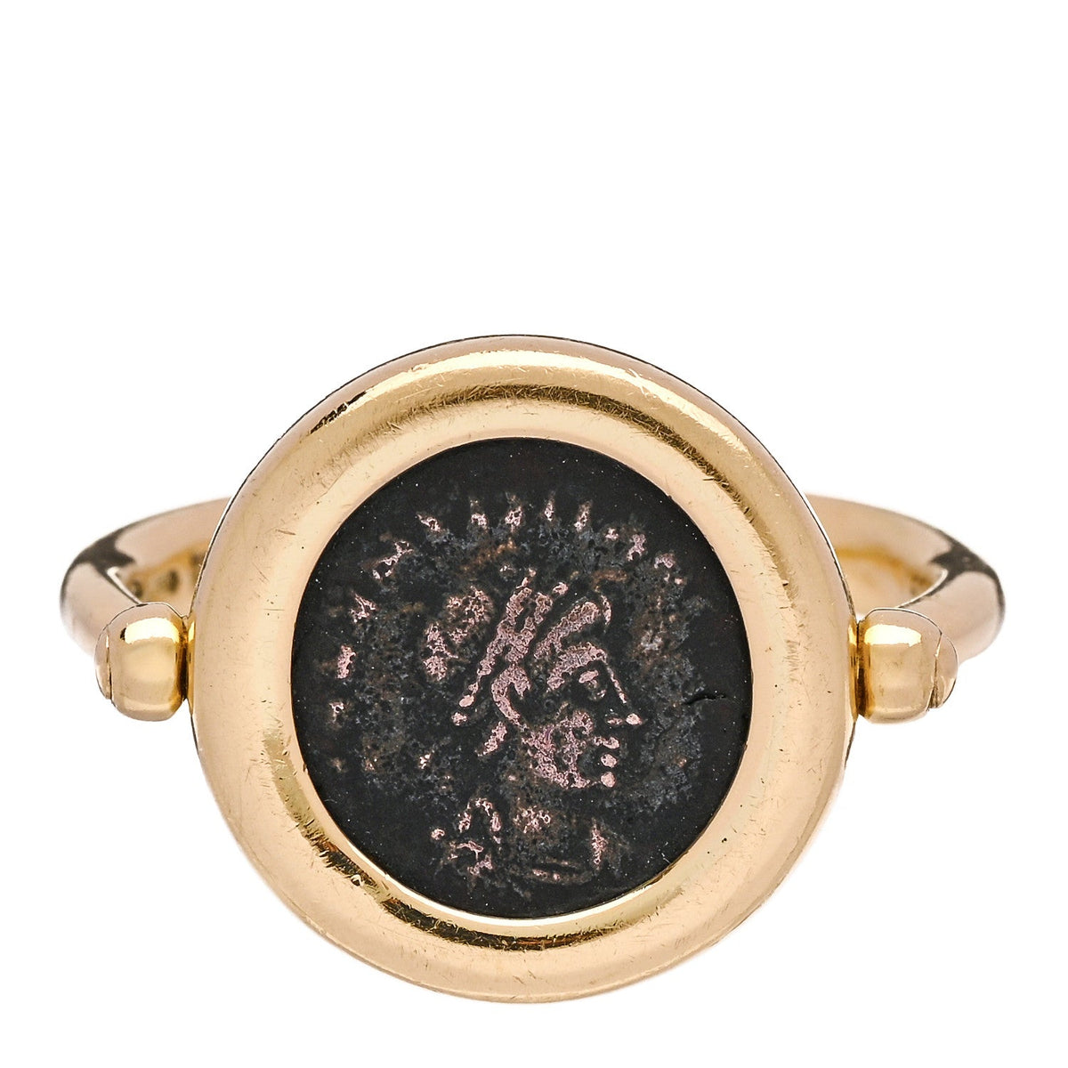 18K Yellow Gold Monete Coin Spinner Ring 52 6