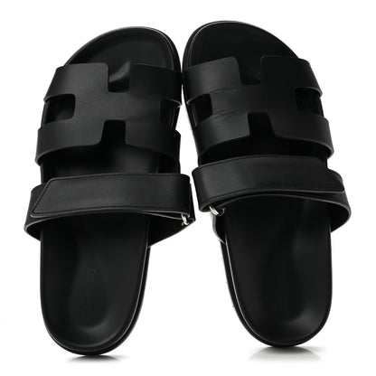 Hermès Calfskin Women's Chypre Sandals 37.5 Black