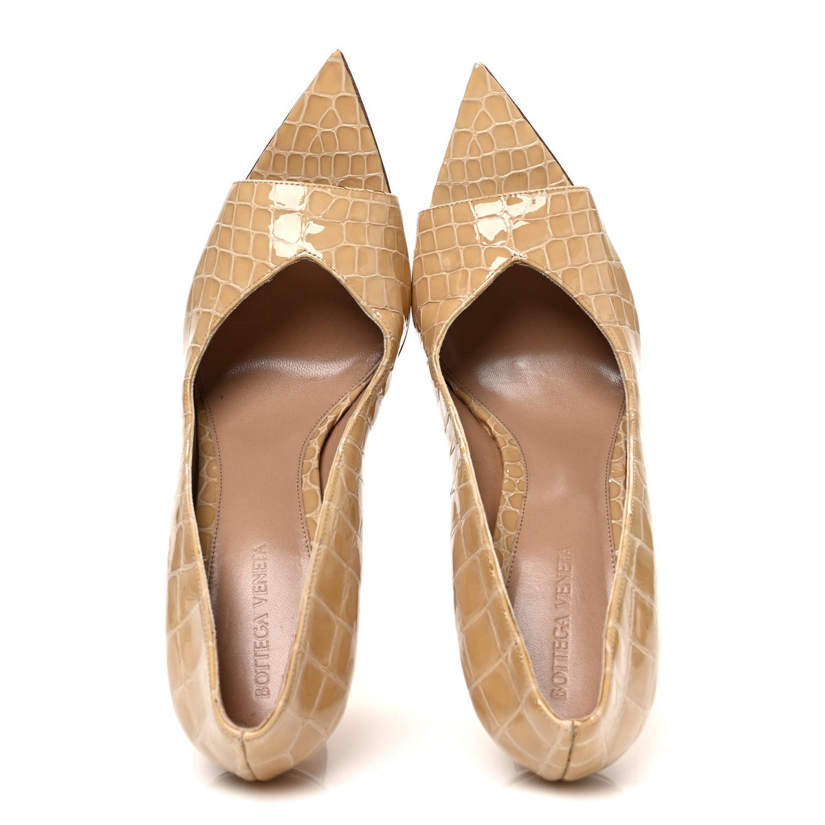 Bottega Veneta Gloss Calfskin Women's Punta Wedge Heel Sandals 41 Praline