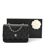 Chanel Caviar Quilted Mini Wallet on Chain WOC Black