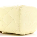 Chanel Caviar Quilted Mini Vanity Case With Chain Light Yellow