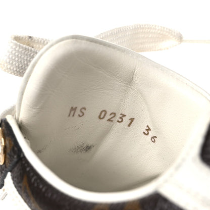 Louis Vuitton Calfskin Women's Embossed Monogram Time Out Sneakers 36 White