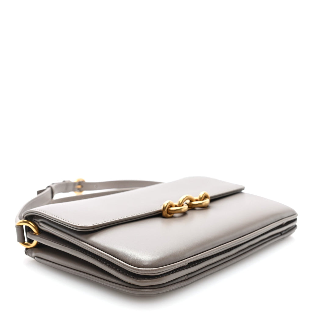 Saint Laurent Smooth Calfskin Le Maillon Satchel Greyish Brown