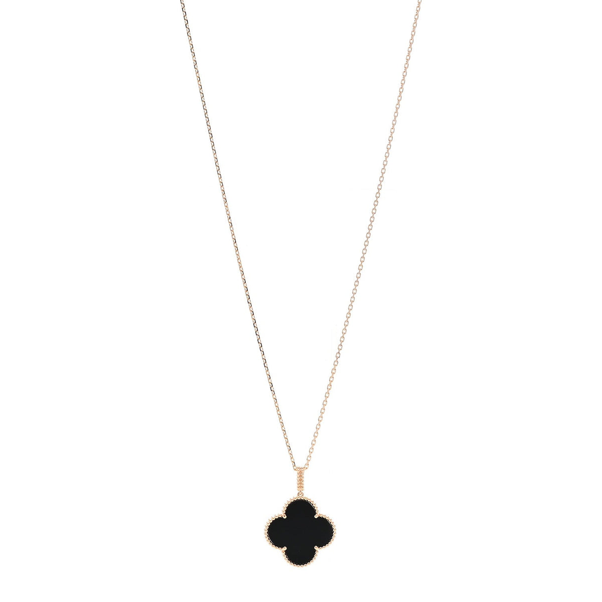18K Yellow Gold Black Onyx Magic Alhambra Pendant Necklace
