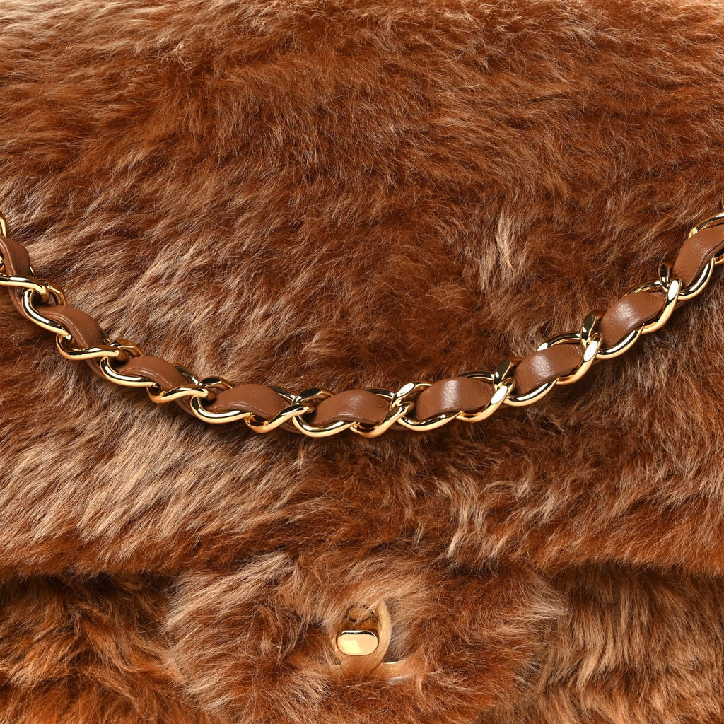 Chanel Shearling Lambskin Small Souplissimo Maxi Flap Brown