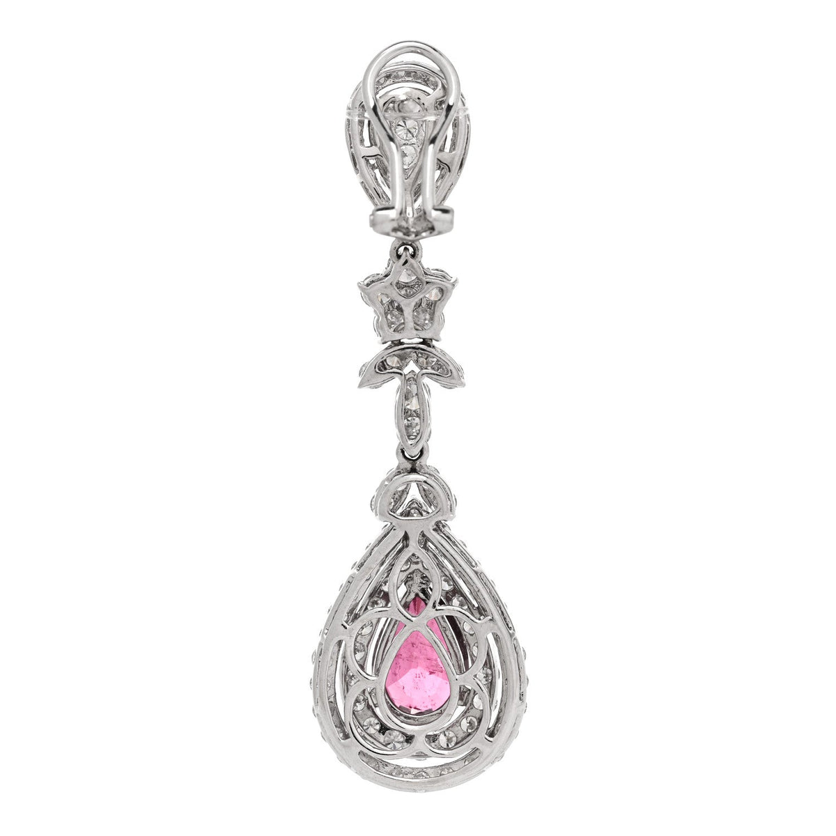 Parker & West by FASHIONPHILE14K White Gold Diamond 4.40ctw Rubellite Pear Cut Drop Earrings