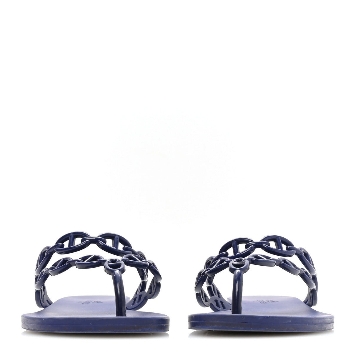 Hermes Rubber Women's Chaine d'Ancre Island Sandals 37 Bleu Smalt