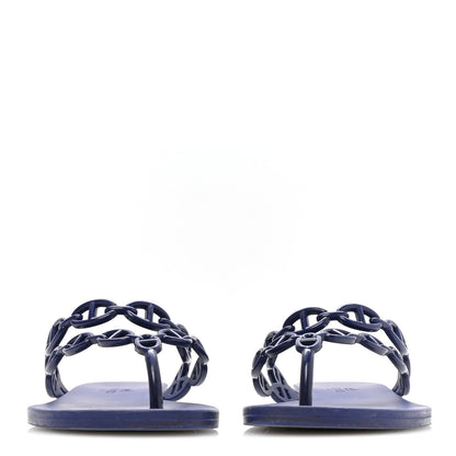 Hermes Rubber Women's Chaine d'Ancre Island Sandals 37 Bleu Smalt