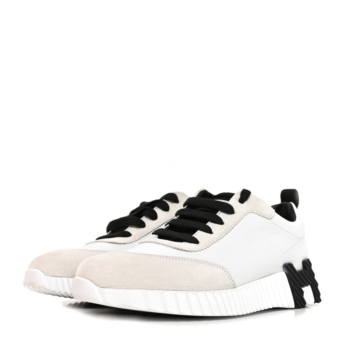 Hermes Calfskin Suede Bouncing Women's Sneakers White Black