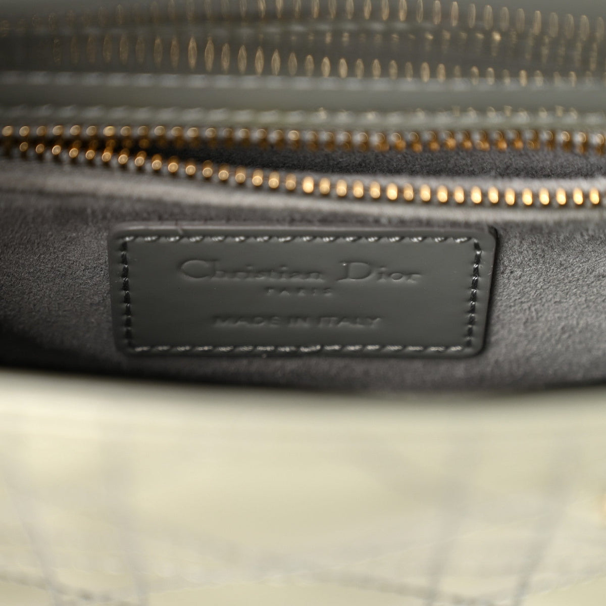 Christian Dior Patent Cannage Mini Lady Dior Grey Stone